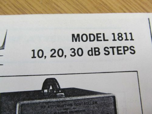 Weinschel Engineering 1811 RF Attenuation Controller Specification Sheet..  copy