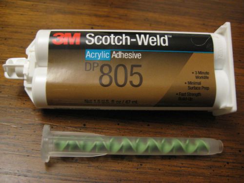 ONE NEW 3M SCOTCH-WELD EPOXY ADHESIVE DP-805,  01/2016 1.5 OZ WITH MIXING NOZZLE
