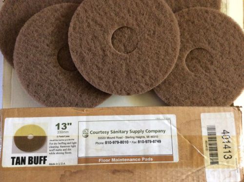 Tan buff floor maintenance pads courtesy sanitary supply company  13&#034; 330mm for sale