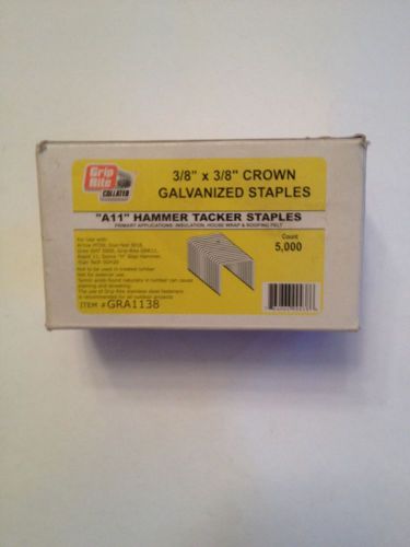 Grip Rite A11 Hammer Tacker Staples  3/8” x 3/8&#034;  Box Of 5,000  Free Ship