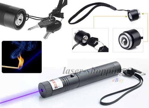 Military 405nm blue laser pointer light beam high power+battery adjustable focus for sale