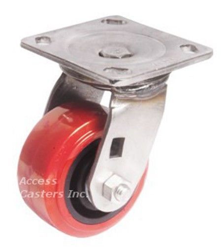 4PSSPS 4&#034; x 2&#034; Stainless Steel Swivel Caster Polyurethane Wheel, 660 lb Capacity