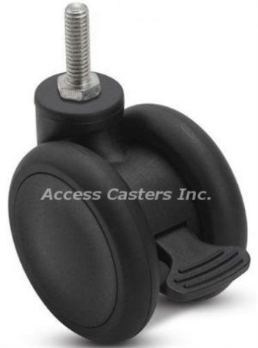 65SBTSB-507 65MM Twin Wheel Swivel Caster w/ Brake, 5/16 - 18 x 1 Threaded Stem