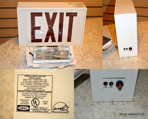 (3) LED EXIT SIGN DUAL-LITE EMERGENCY EXIT SIGN 120/277V  HUBBELL LED-2-EM-RWW