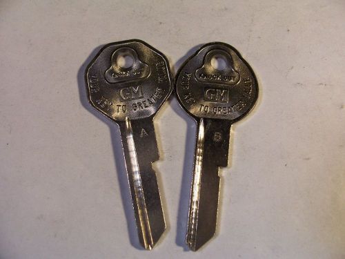 2    BRIGGS &amp; STRATTON  NOS GM  CORVETT 68 A &amp; B   KEY BLANK UNCUT  ORIGINAL