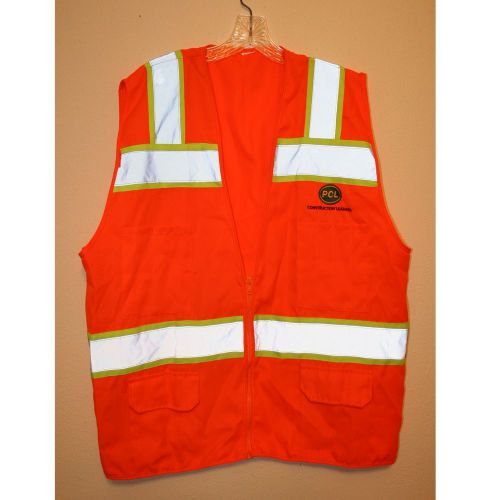 Bright, orange &amp; yellow, reflective, pcl construction leaders, safety vest for sale