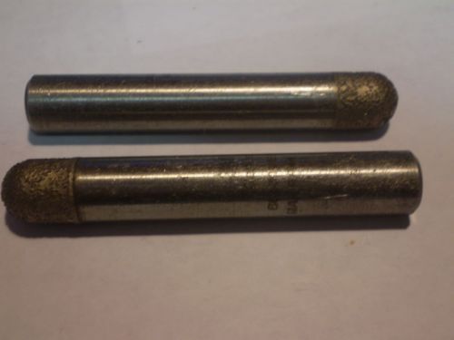 2PC 1/2&#034; BALL RADIUS DIAMOND COATED GRINDING MANDRLES