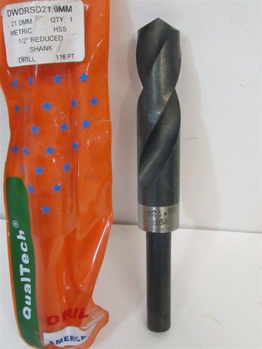 Drill America DWDRSD21.0MM, QualTech, 21.0mm, HSS, Reduced Shank Drill Bit