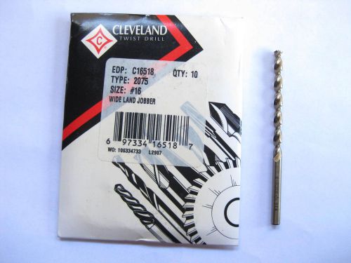 New 10pc lot #16 cleveland jobber length drill bit cobalt parabolic .1770 usa for sale