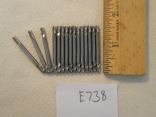 15 NEW 1/8&#034; SHANK CARBIDE END MILLS. 4 FLUTE. DOUBLE END. USA MADE E738