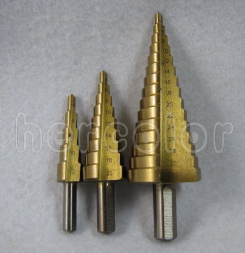 3 piece HSS Steel 12/20/32MM Step Drill Bit Tool Set