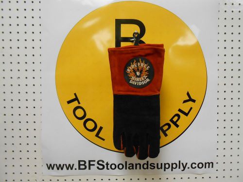 New - harley davidson ride free lrg leather welder&#039;s gloves black &amp; orange for sale