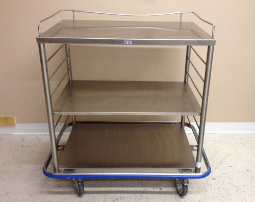 Blickman OCC3 Open Case Stainless Medical Dental Rolling Cart Solid Top &amp; Shelf