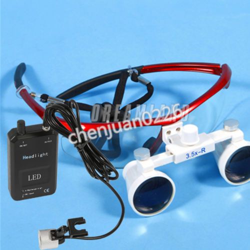 3.5x Dental Surgical Binocular Loupes Optical Glass Loupe LED Head Light Lamp