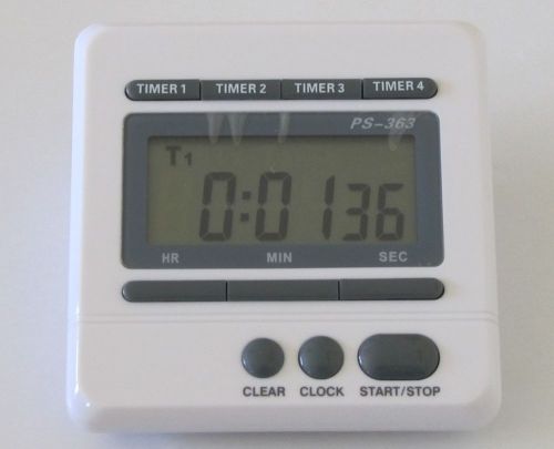 Lab timer 4 channel 99 hr clock count down or up alarm New