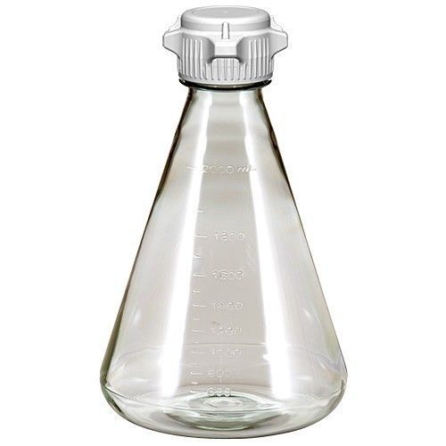 Erlenmeyer Shaker Flasks, 2L, Polycarbonate, FLAT Base, 53B Closed Cap, Sterile