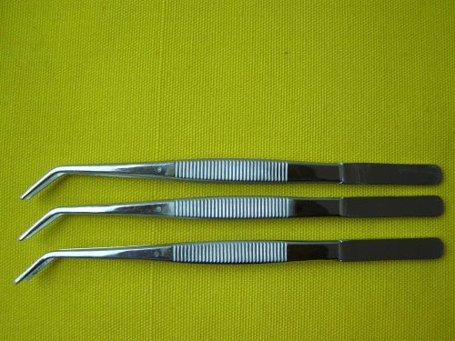 Lot of 3 pcs-colege dental tweezer 6&#034; angled,ear forceps veterinary for sale