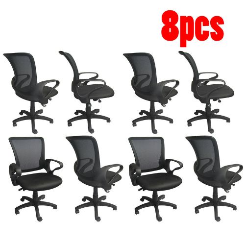 New set of eight (8) conference room chairs black contemporary mesh mid back lot for sale