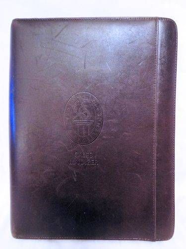 Cutter &amp; buck brown leather zipper binder portfolio sales manager legal pad size for sale