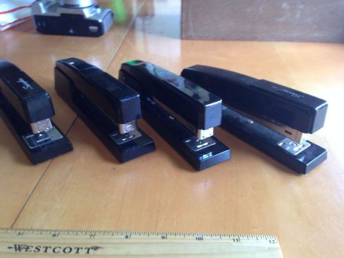 Lot Of 4 Vintage SWINGLINE Stapler Lot 747 All Black Heavy Duty Office Desk