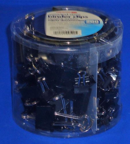 200 assorted size black binder clips small to xl officemate b338 for sale