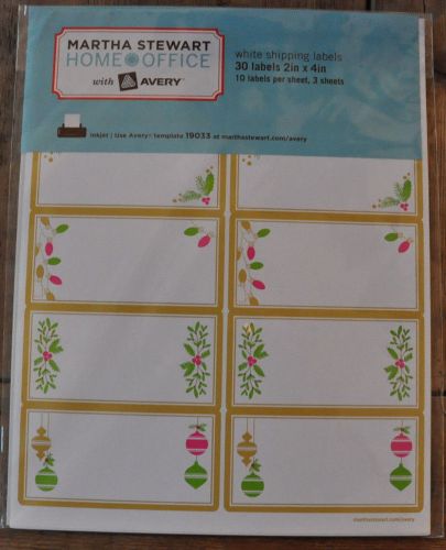 30 Martha Stewart Inkjet Christmas Return Address Labels, NEW SEALED (19033)