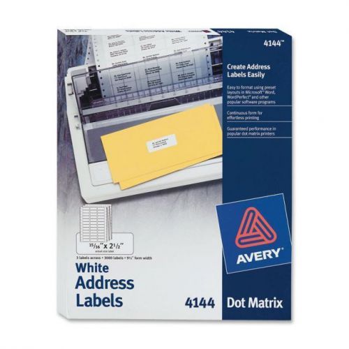 Avery Continuous Form Address Labels for Dot Matrix Printers - 4144