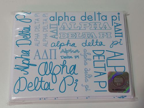 New ALPHA DELTA PI Sorority Note Cards 10 Blue Envelopes