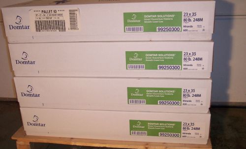 FOUR CARTONS DOMTAR 80lb /248M (WHITE/MIRANDA COVER STOCK), 23X35 LONG GRAIN.