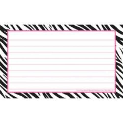 Top Notch Teacher Border Index Cards 3&#039;&#039; x 5&#039;&#039; Lined Zebra