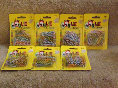 NEW NOS 7 OOGLIE VINYL COATED PAPER CLIPS 70 Assortd (50 Standard, 20 Giant Size