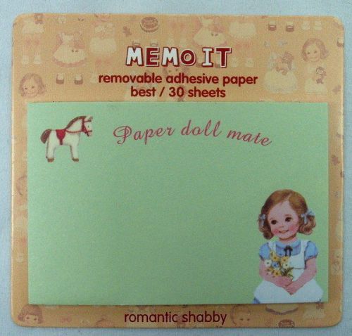 Retro Paper Doll Adhesive Memo Notes: Green  *COMBINED SHIPPING AVAILABLE*