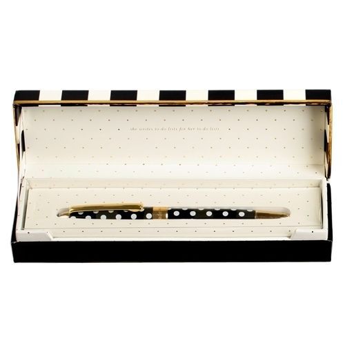 Kate Spade New York Designer Office Collection Ball Point Pen &#039;Black Dots&#039;