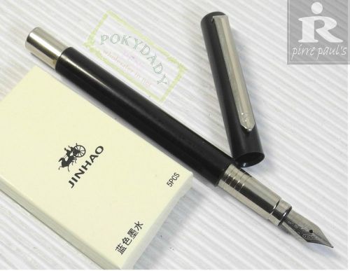 Pirre paul&#039;s f 101 fountain pen black f nib + 5 jinhao cartridges blue ink for sale