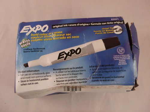 12 Expo Dry Erase Whiteboard Markers Chisel Tip Black Magic 83001 FREE SHIPPING