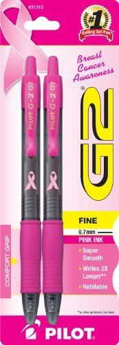 Pilot g2 breast cancer awareness pink pens with pink ink, retractable gel ink for sale