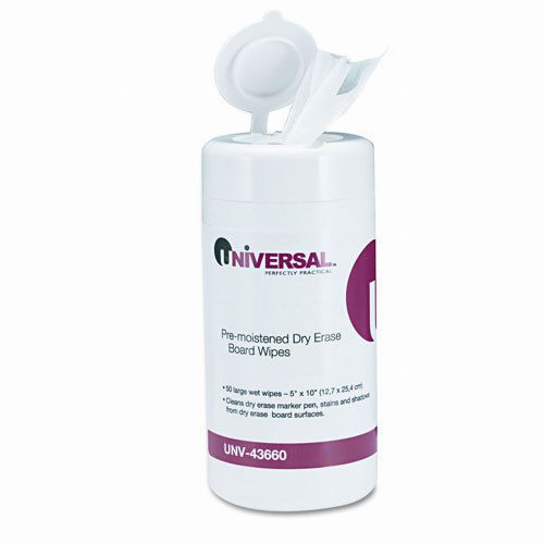 Universal dry erase board cleaning wet wipes, 5 x 10, 50/pack - unv43660 for sale