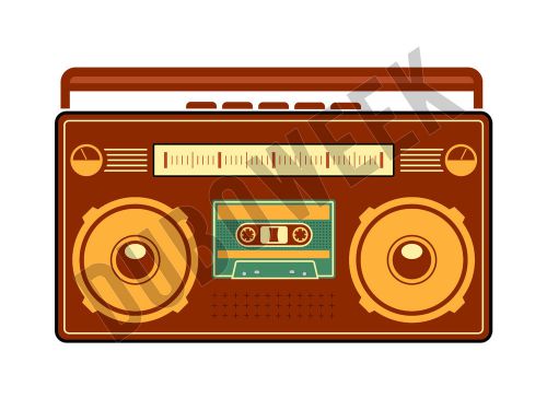 VINTAGE BOOMBOX GHETTO BLASTER DETAILED VECTOR ART EPS