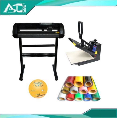 24&#034; Cutter Plotter With Artcut 15x15 Heat Press + 8 Yards Heat Transfer Vinyl