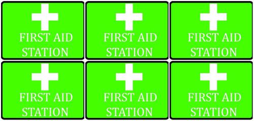 First aid station important area notice wall business company set of six signs for sale