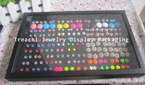 Organizer Show Case Jewelry Display 100 Slots Rings Holder Box New Black Velvet