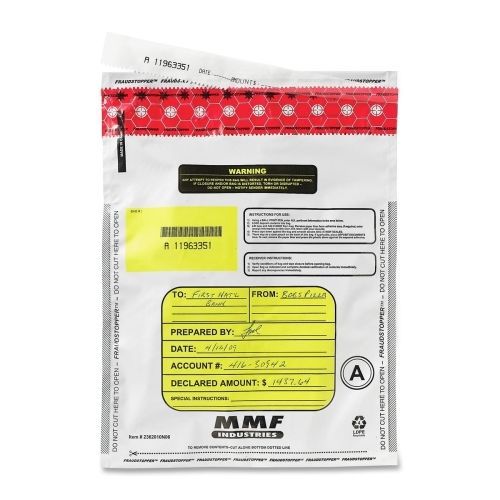 MMF Tamper-Evident Deposit Bag -12&#034;x9&#034;x12&#034; - 2.25 milThick  -100/Box -White