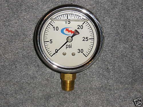 0-30 LIQUID FILLED PRESSURE GAUGE AIR WATER HYDRAULIC