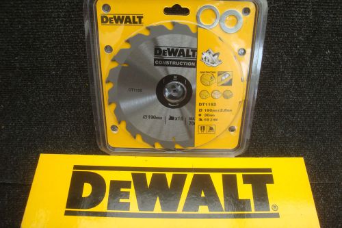 DEWALT DT1152 190MM X 30MM BORE 18TOOTH TCT CIRCULAR SAW BLADE