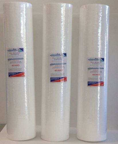 THREE BIG BLUE SEDIMENT WATER FILTERS 4.5X20&#034; 1 MICRON For Big Blue 20&#034; Housing