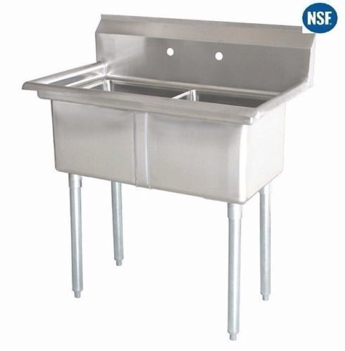 Stainless steel 2 two compartment sink nsf 30&#034; x 54&#034; for sale