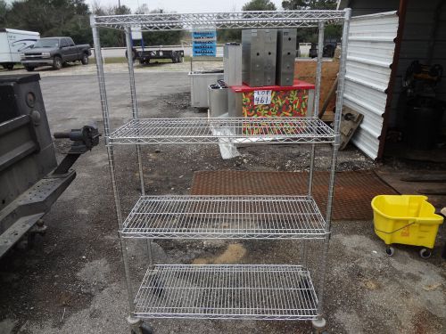 Heavy duty metro wire rack shelf 42&#034; long 18&#034; wide  68&#034; high on casters #217 for sale