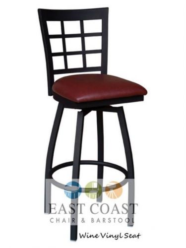 New Gladiator Window Pane Metal Swivel Restaurant Bar Stool with Wine Vinyl Seat