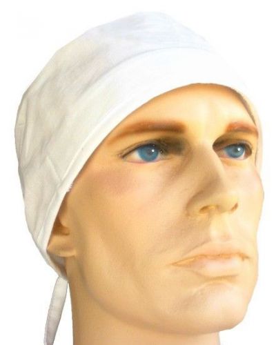 SWEATBAND HAT WHITE CHEF COOK RESTAURANT CAP SELF TIE