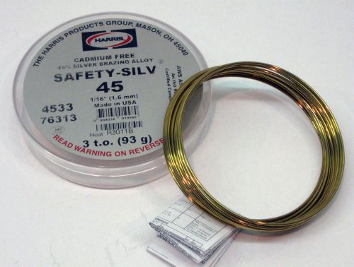 76313 Harris Safety-Silv 45 45% Silver Solder Brazing Alloy 3 Troy Ounce